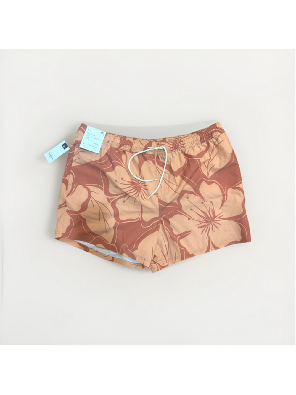 Goodfellow & Co Swim Trunks Mens 2XL Orange Floral 5" Inseam 4-Way Stretch Lined